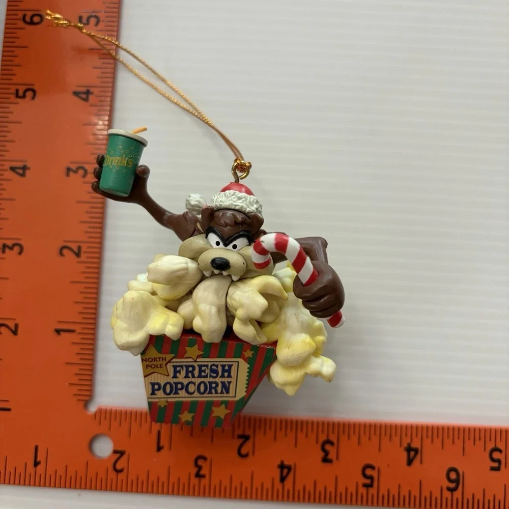 Vintage Looney Tunes 1997 Taz Christmas Ornament Fresh Popcorn Bucket Movie